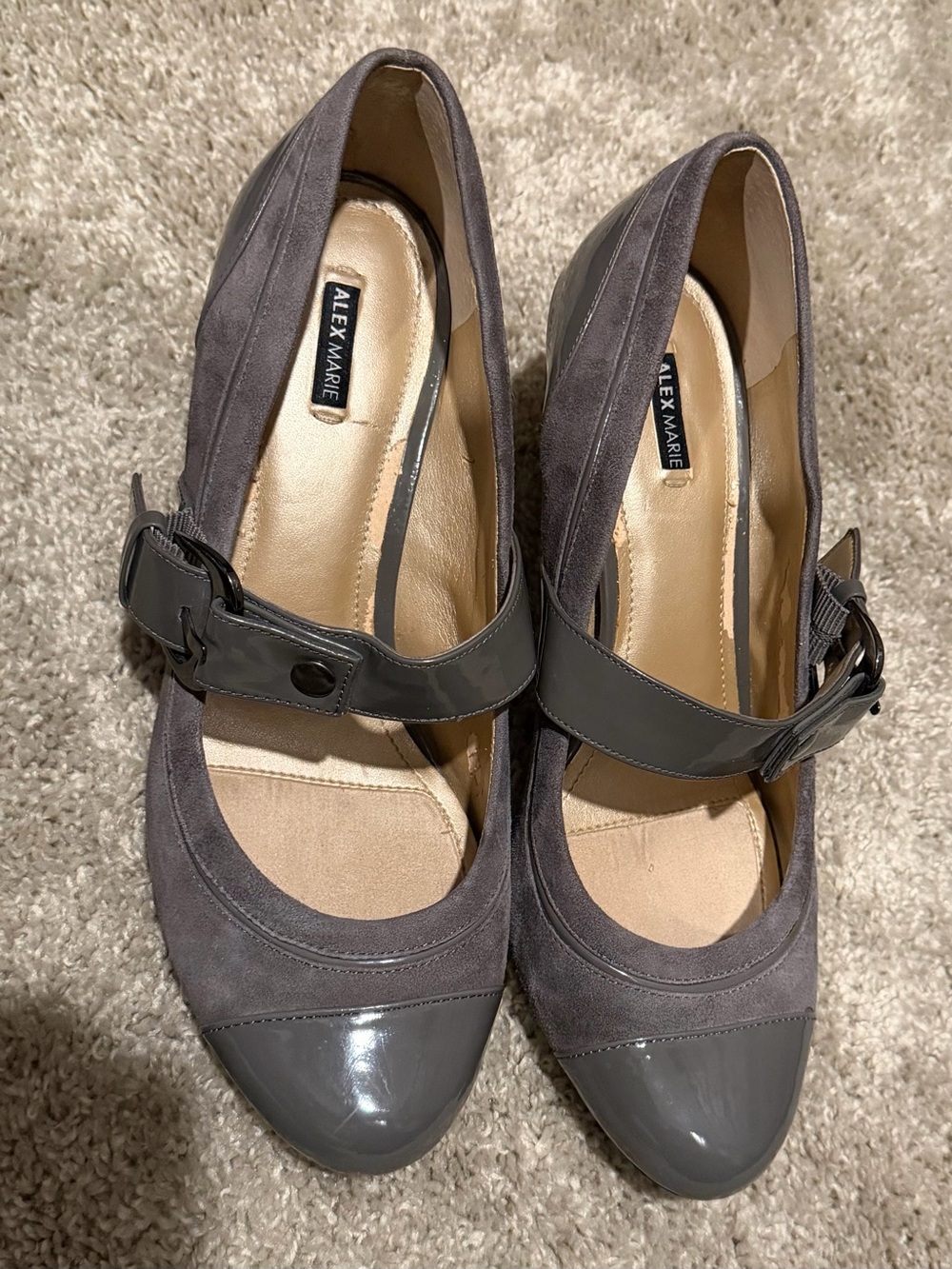 Alex Marie Gray Suede and Patent Mary Jane Heels - Picture 2 of 6